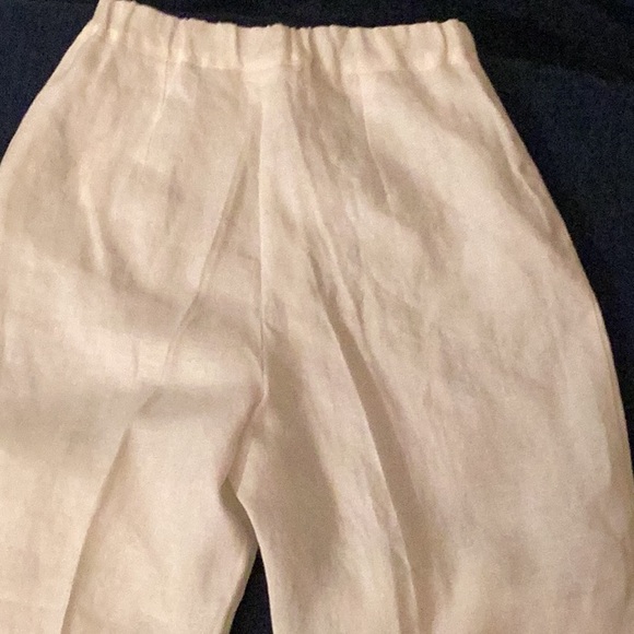 NWT LISBETH white elastic waist band flat front linen pants # S. - Picture 6 of 11